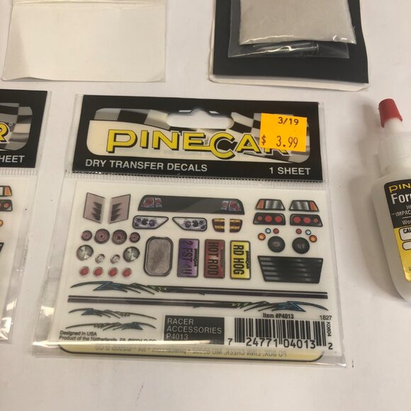 PineCar Derby Car‎ Decals, Axles Polishing Kit, Sand Paper, Glue & Racer Weights - Picture 8 of 14